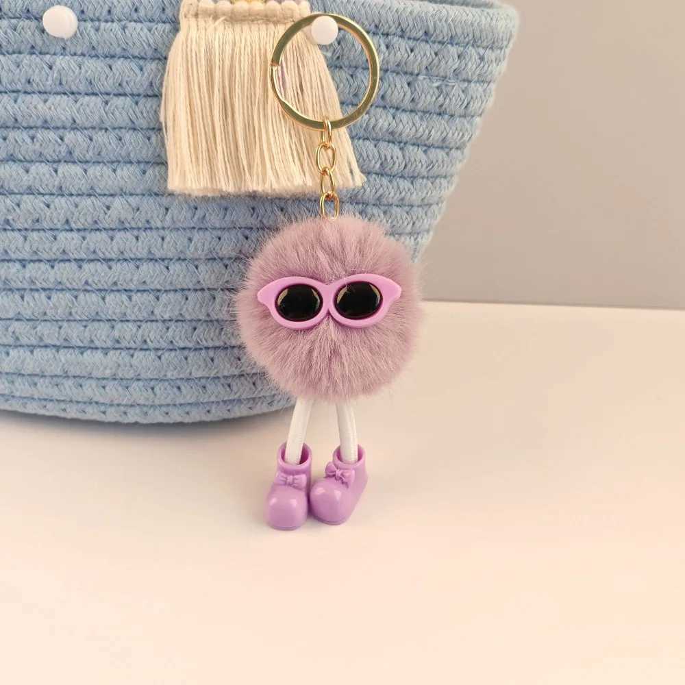Hot Sale Creative Plush Keychain Cute Long Legs Bag Pendant Coal Ball Plush Couples Keyring Gift C251104
