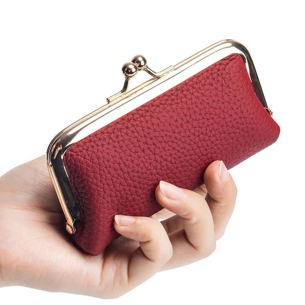 2025 new leather clip wallet, cowhide small wallet, car key clip, lipstick designer, women's headphones storage bag, trendy coin purse2