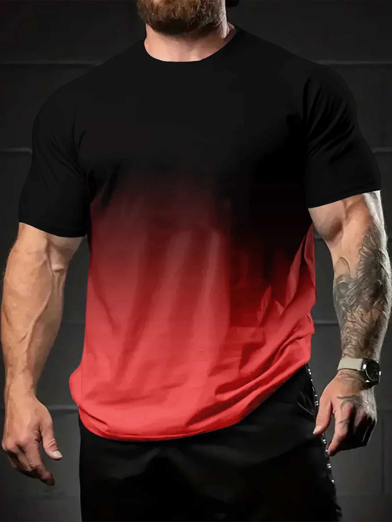 Gradient Color Vibrant Lightning 3D printed plus size mens and womens T-shirts with short sleeves for sports quick drying and breathability W250403