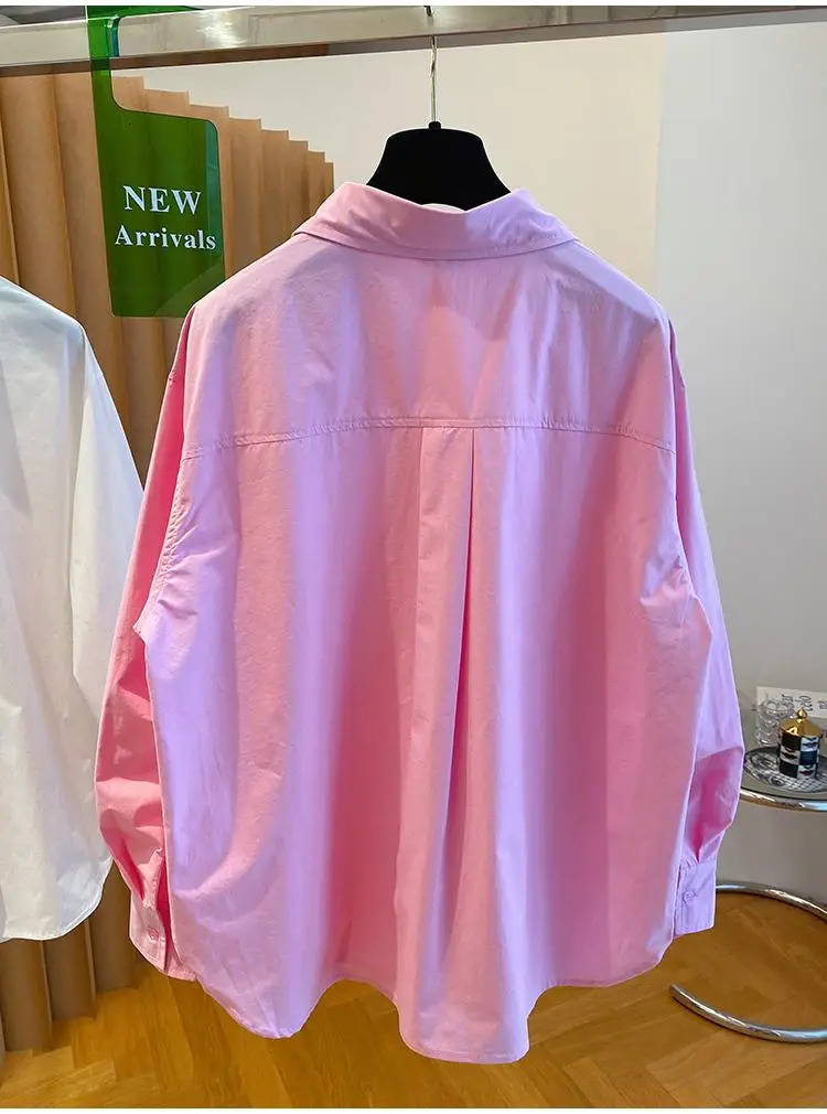 2025 Spring Autumn Niche Shirt Tops Korean Loose Long Sleeve Shirt Casual Versatile Simplicity Solid Color Tops 251104