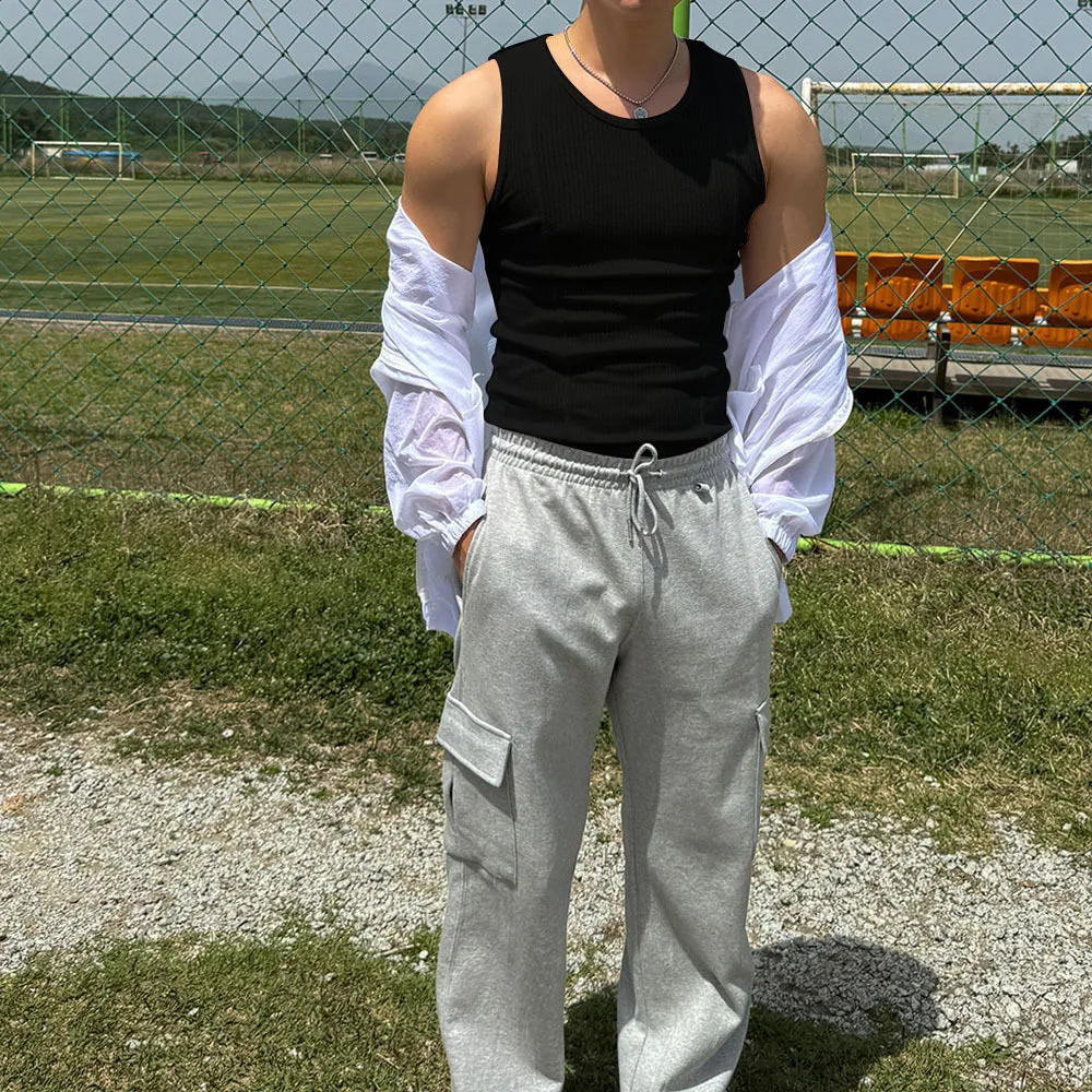 Premium Feel Tight Tank Top Mens Summer Fitness Patchwork Tank Top Elastic Slim Sleeveless T-shirt Line Vertical Stripe Travel 250402