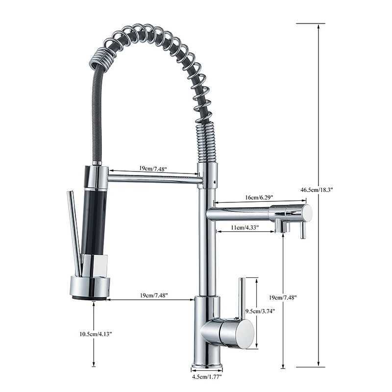 Wanmivezlo Pl Down Kitchen Sink Faucet Hot Cold Water Mixer Crane Tap with Dual Spout 360 Rotation High Faucet Deck Mounted Y251104