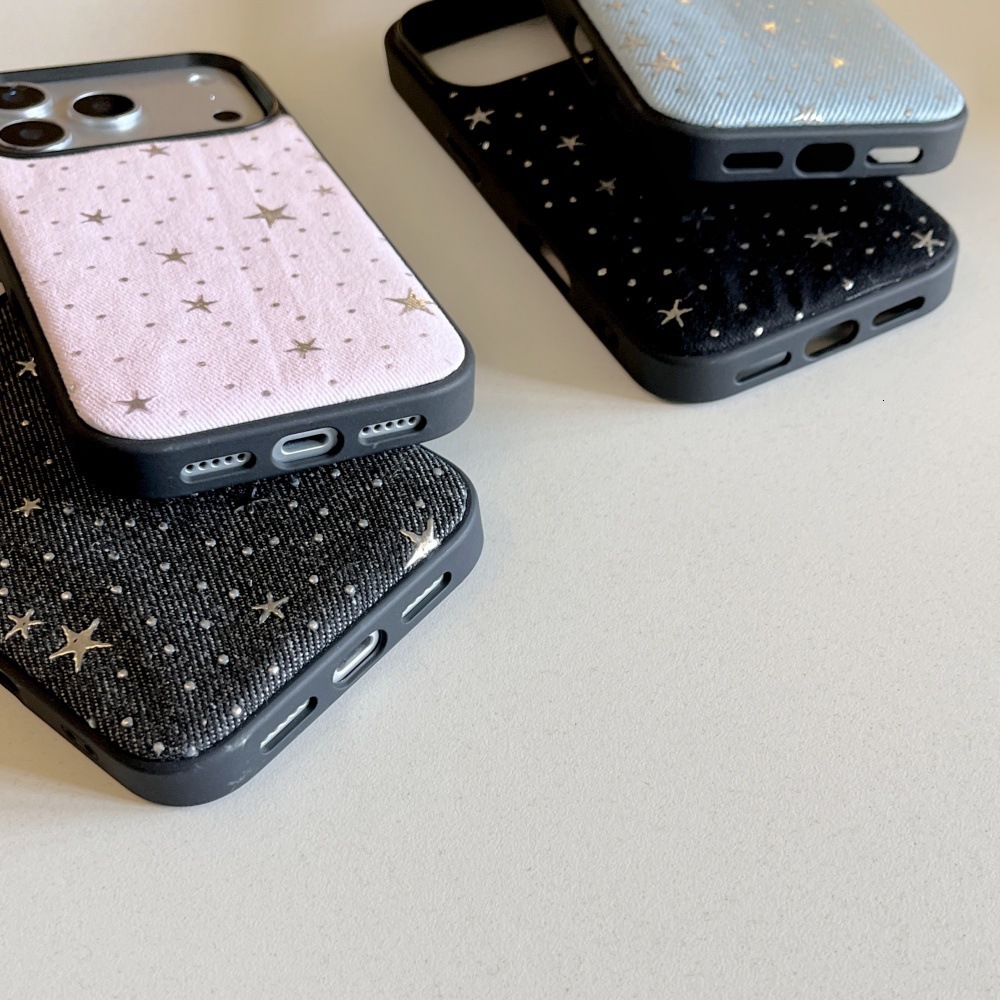 Silver Star Solid Color Phone Case Compatible with iPhone 17/16 Pro Anti-drop iPhone 15/14 Niche Style