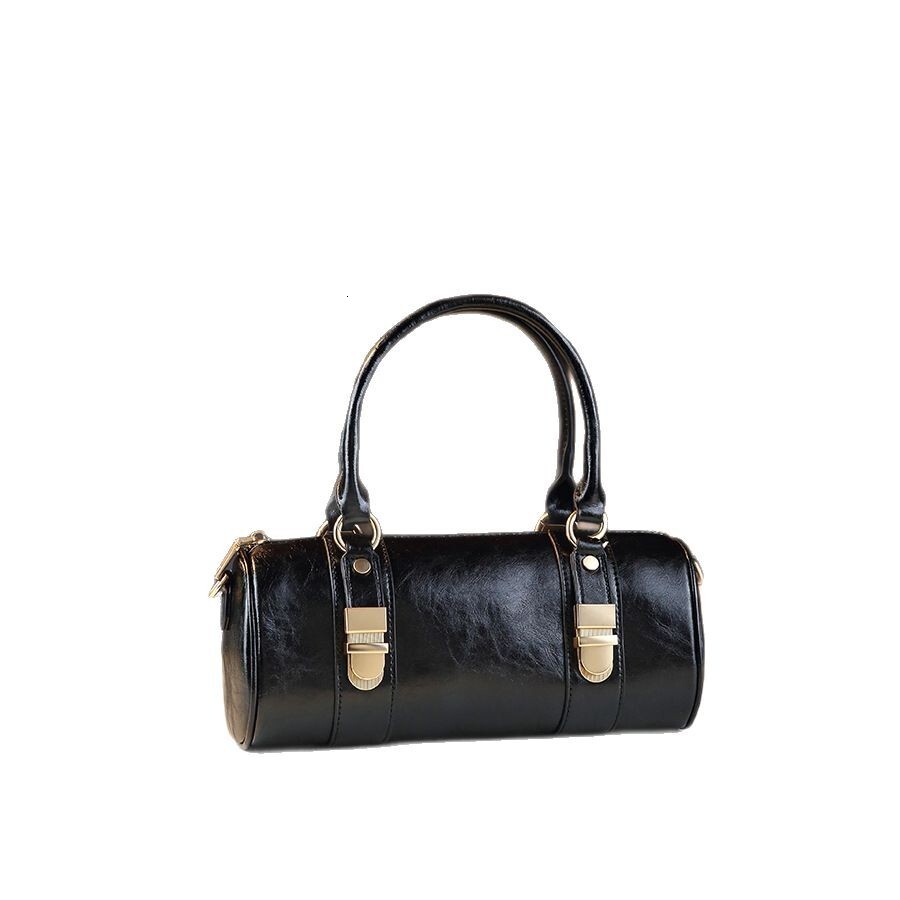 Advanced Sense Stick Mantou Women's Fashion Simple One Shoulder Messenger Bag Black Small Handbag