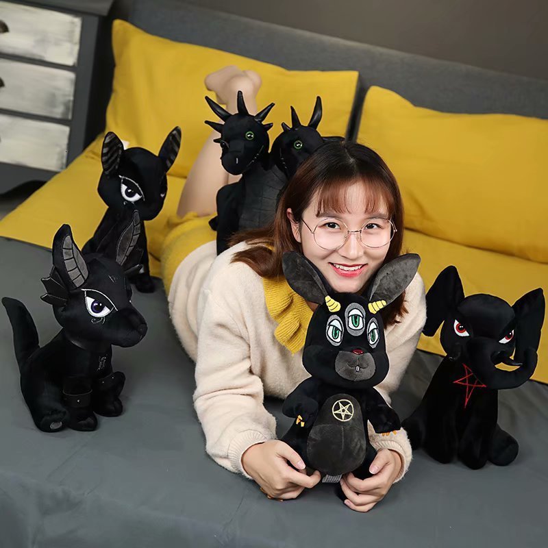 Dark Series Trendy Plush Toy Animal Dark Wind Doll Creative Halloween Toys Cute Soft Stuffed Sofa Pillow Dog Dolls For Kid Birthday Christmas Gift 240709