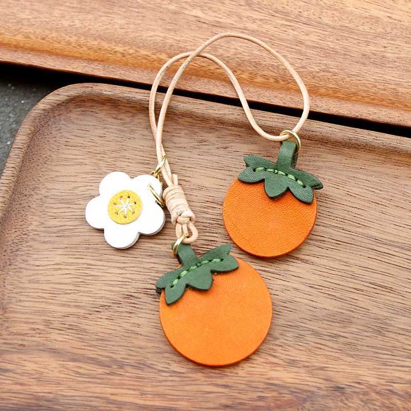 handmade leather persimmon bag pendant hanging ornament cute accessory ornament keychain exquisite decoration gift C251104