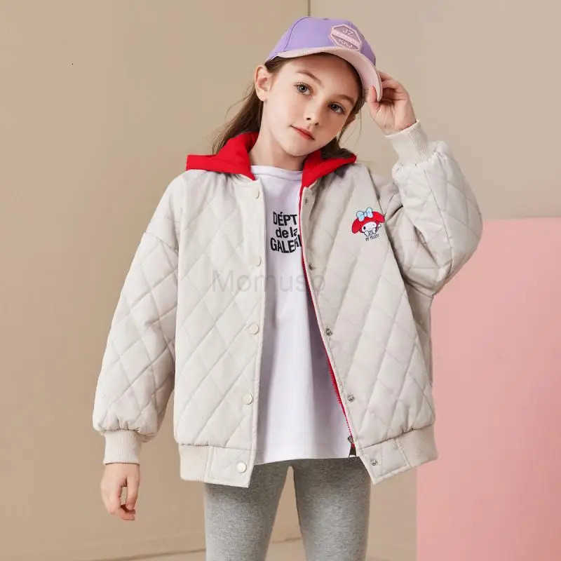 Sanrio Hot Y2K My Melody Girl Cotton Clothes Two Fake Pieces Cotton Coat Thicken Kawaii Hooded Coat Cartoon Fashion Jacket New H251104