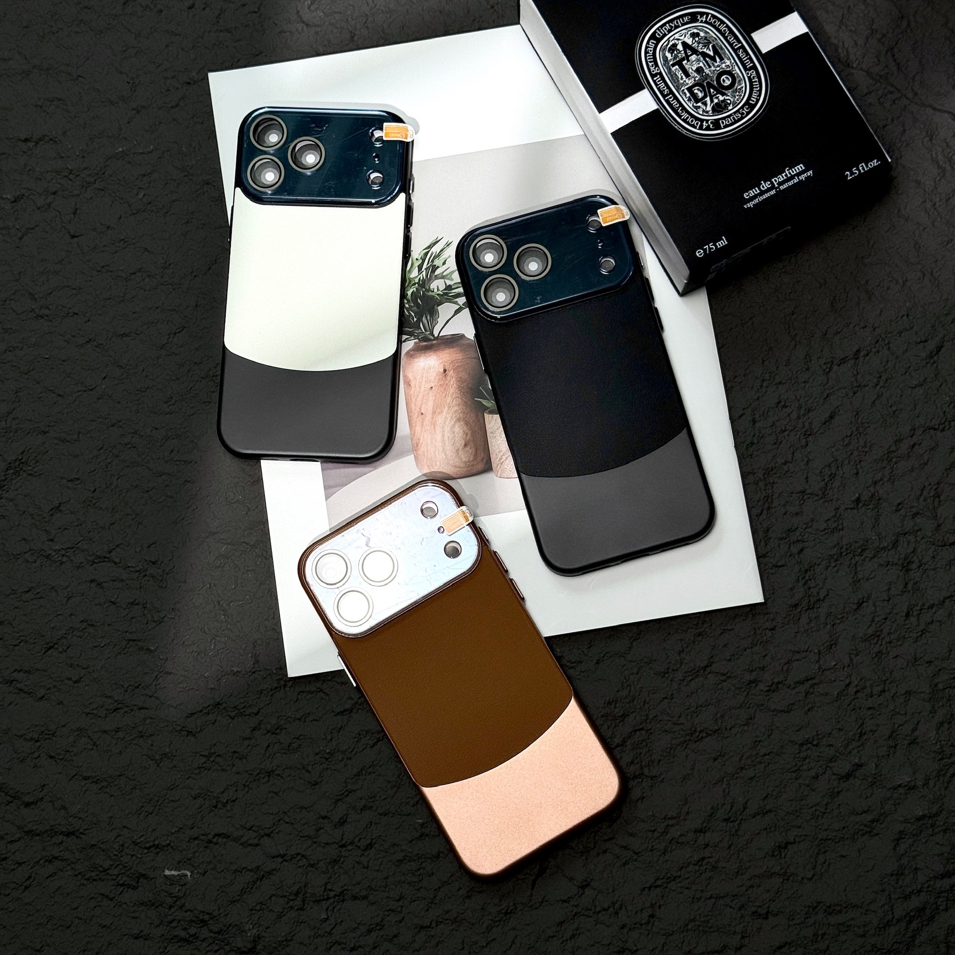 New Napa Leather Lychee Pattern Crystal Lens Film Phone Case for iPhone 17 17Pro 17Air 17Pro Max Mobile Phone Cases