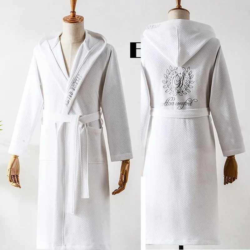 New Arrived Cotton Bathrobe PlusSize Winter Quilted Women Men Embroider Kimono Bath Robe Hooded Bridesmaid Dressing Gown Wedding C251104