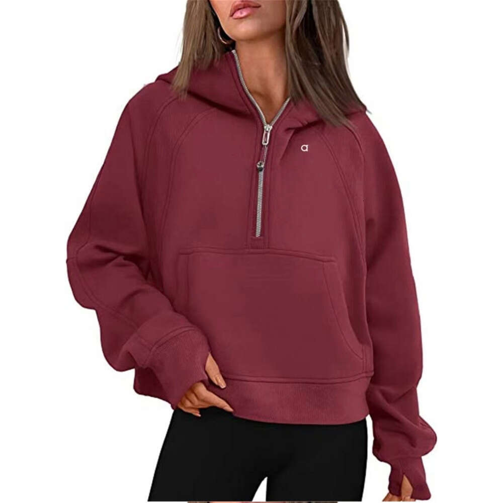 Alotracksuit Womens Yoga Sports Suit Wear Half Zipper Jacket Autumn Hoodies Sweatshirt Yoga Jackets Ladies Sport Thick Loose Tech Fleece Aloliness Sweatersuit 49F