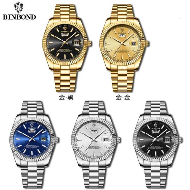 BINBOND Mens Brand Fashion Business Sports Quartz Watch 30M Waterproof Luminous Classic Calendar Creative Clock Mens WristwatchT251104