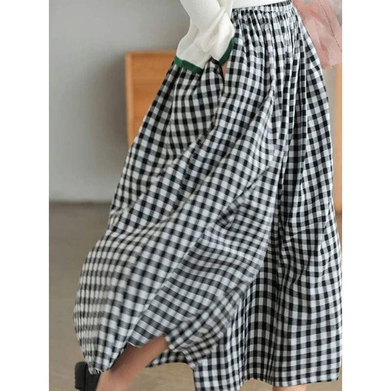 2025 Spring Elegant Plaid Pants Thin Cotton Linen Wide Leg Trousers Woman Dress Women High Waist Sweatpants Baggy Jogger Pants 250403