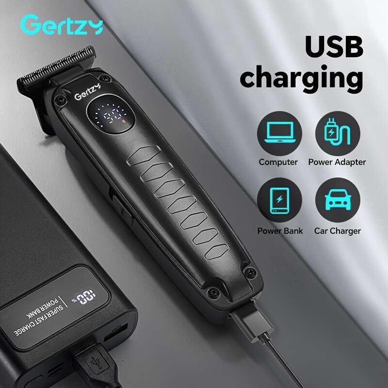 GERTZY Professional Men's Clipper Set With LED Display USB Rechargeable, Lithium Battery, Includes 9 Limit Combs, Smooth Cutter Head, And Attachm