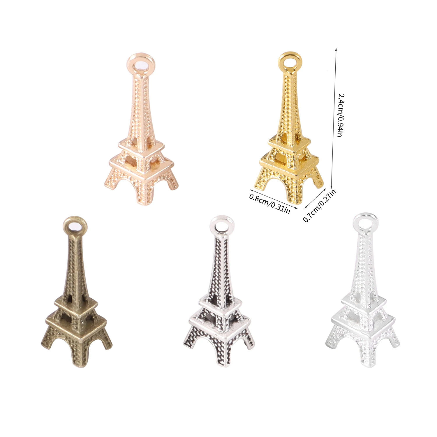15 Diy Jewelry Accessories Pendants Zinc Alloy Small Tower Necklace Earrings Geometric Patterns Charm Eiffel 250325