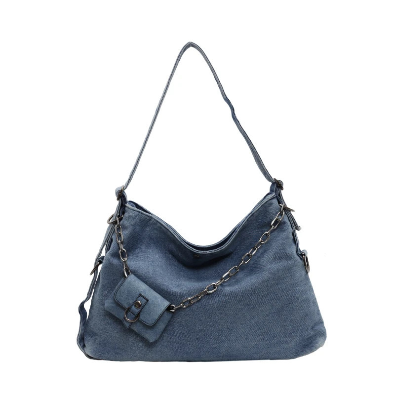 Spring Retro Denim Canvas Crossbody Bag Large Capacity Casual Communicating Shoulder Bag Simple Versatile Handbag 250402