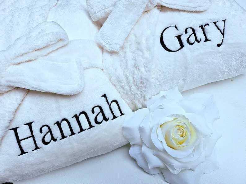 Personzed Luxury Embroidered Bathrobe Custom Matching Couple Robes Soft Anniversaries Bathrobes Custom Name Robe C251104