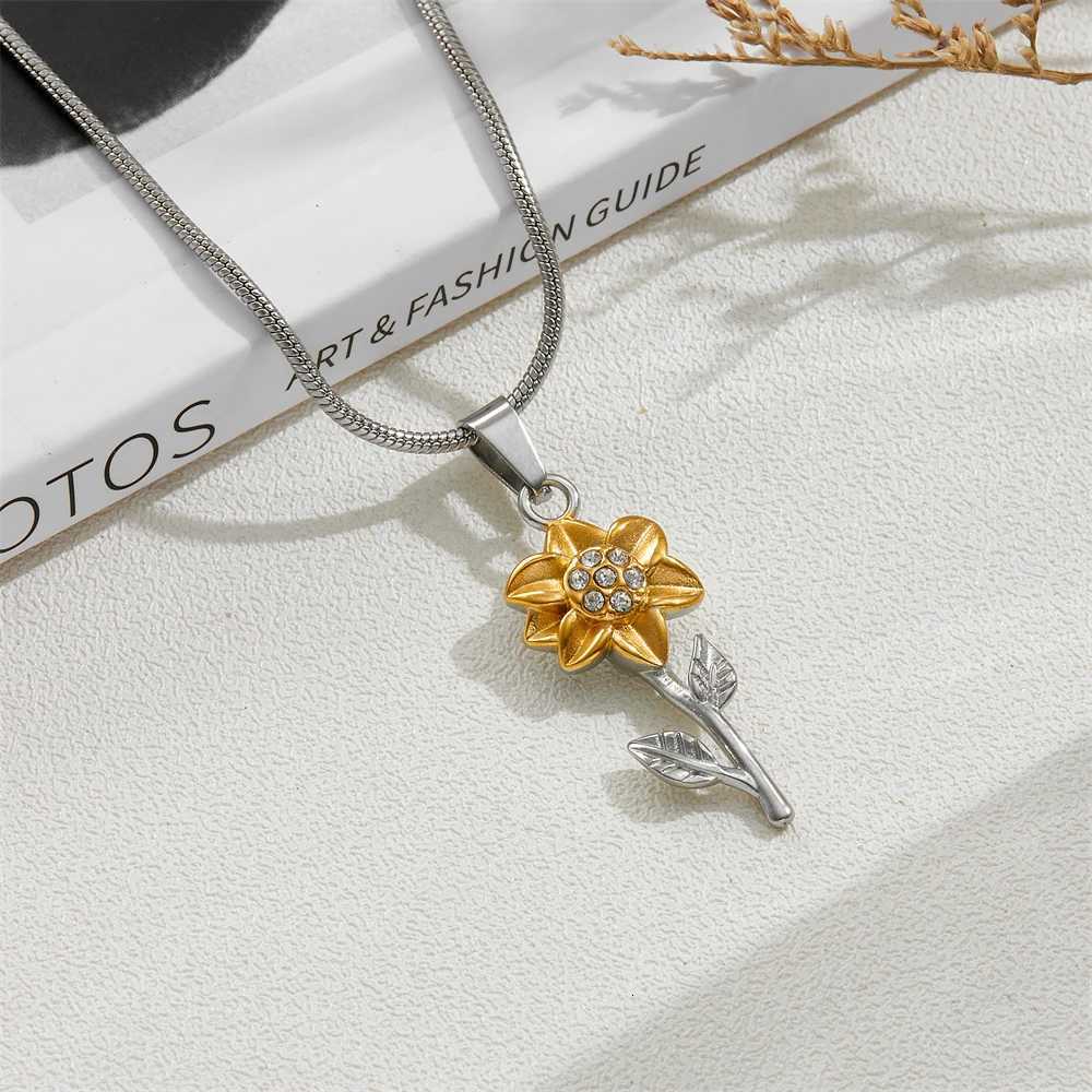 Golden Sunflower Cremation Necklace - Memorial Urn Pendant for Human Ashes Stainless Steel Keepsake JewelryXJ251104