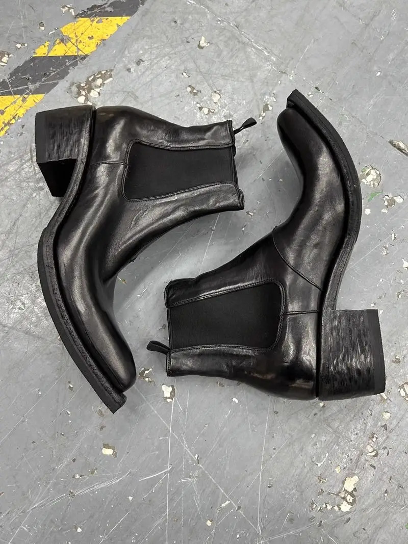 Hightop Mens heightened thicksoled pointedtoed Chelsea British casual trendy highheeled wizard boots 251030