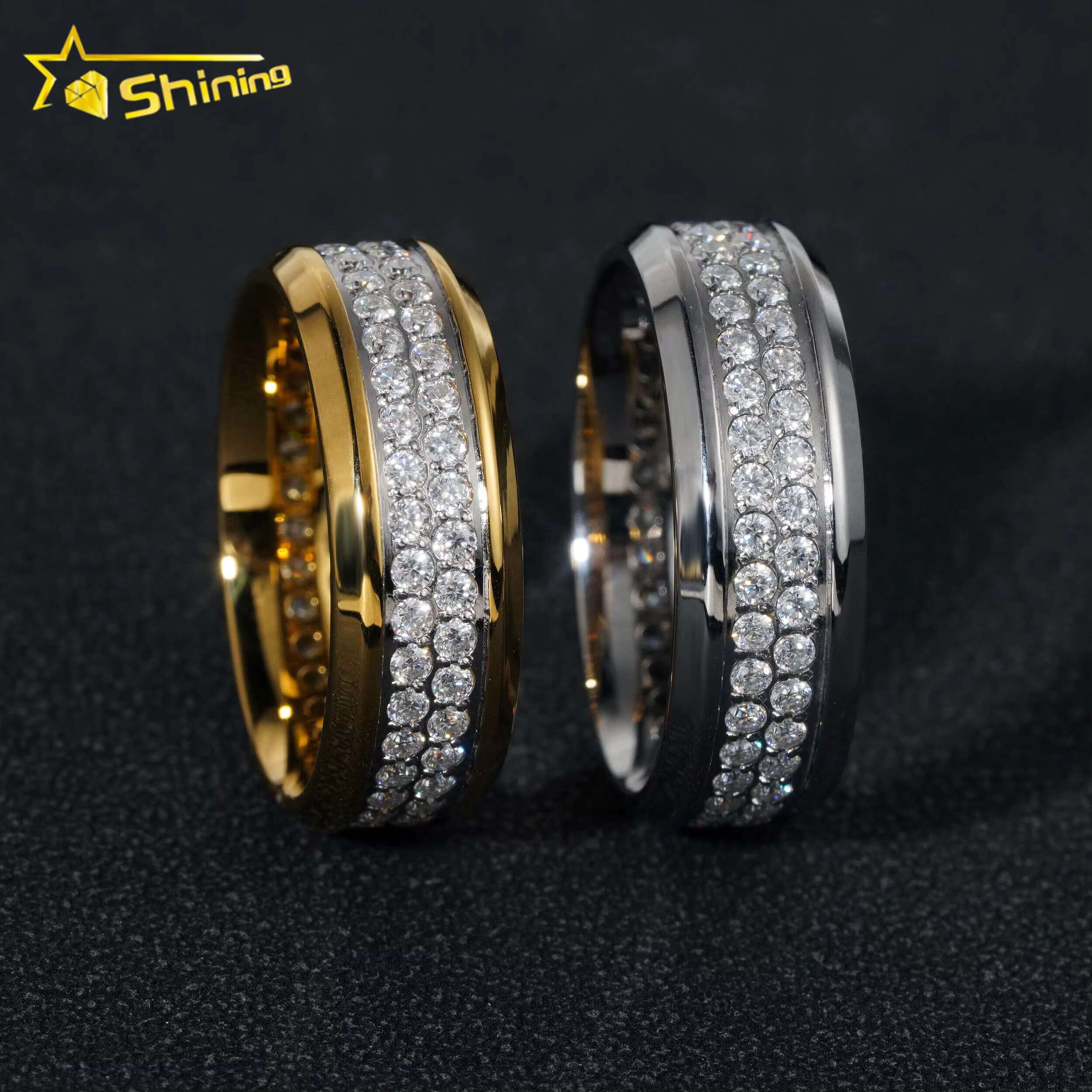 Cheaper Price Hip Hop Mens Jewelry Stainless Steel Fine Jewelry Gold Plated Moissanite Mens Ring