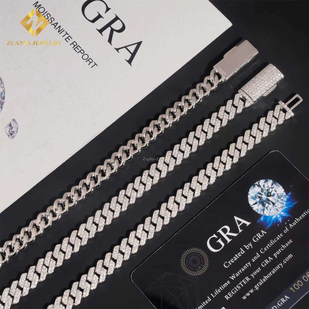 Ready to Ship Classic 8mm Moissanite Hip Hop Jewelry Sier Iced Out Cuban k Pass Dia Chain