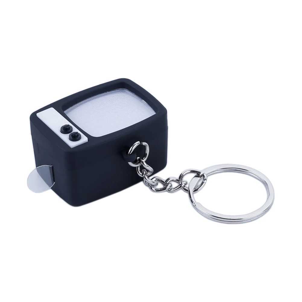 Mini Retro Tv Keychain Screen Without Signal Horror Customized Screen Pattern LED Sound TV Model Keyring For Bag Charms Key RingW251103