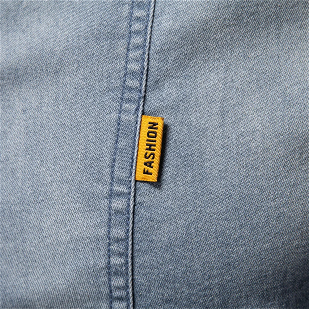 AIOPESON mens cotton denim slim fit long sleeved shirt casual highend fashion comfortable 250411e