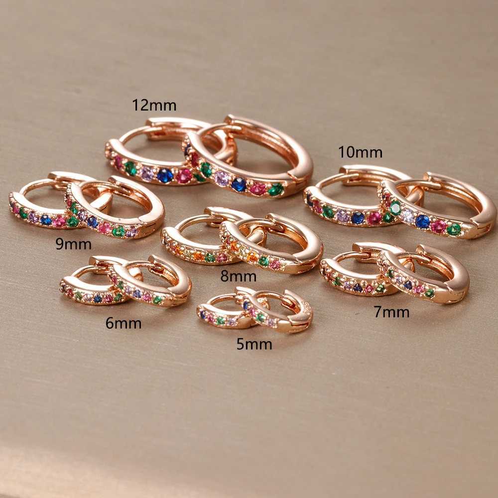 2pcs Stainless Steel Minimal Hoops Earrings for Women Round Circle Punk Helix Tragus Rainbow CZ Huggie Earring Piercing Jewelry Z250403