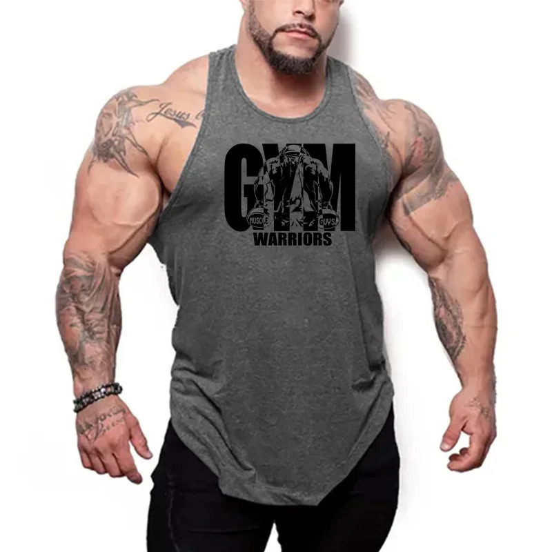 Gym Fitness Muscle Singlets Cotton Breathable Sleeveless T-Shirts Mens Casual Sport Tank Tops Summer Bodybuilding Loose Vests 250402
