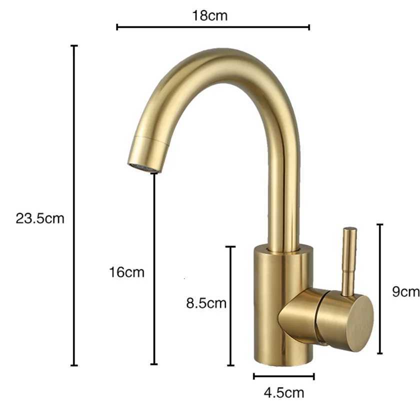 304 Stainless Steel Kitchen Faucet Golden Basin Hot and Cold Faucet Vegetable Basin Rotating Faucet Y251104