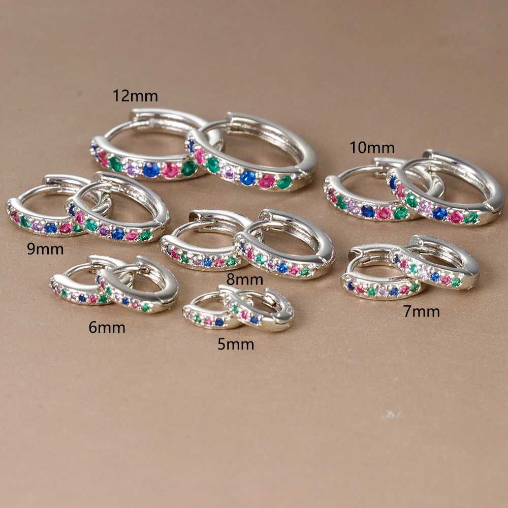 2pcs Stainless Steel Minimal Hoops Earrings for Women Round Circle Punk Helix Tragus Rainbow CZ Huggie Earring Piercing Jewelry Z250403