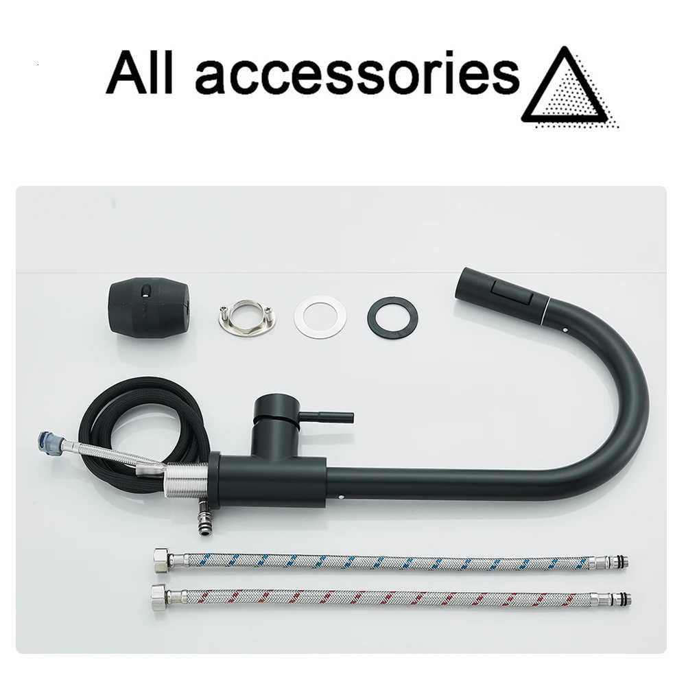 Black Pl Out Kitchen Faucet Deck Mounted ible Hot And Cold Water Kitchen Sink Mixer Tap With Stream Shower Modes Nozzle Y251104