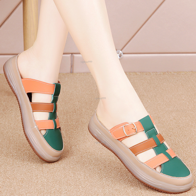 New Designer Sandals With Free Shipping Baotou Roman Sandals Women's 2025 Western Style Pig Cage Jelly Flat Bottom Casual Brand Hollow Beach Shoe