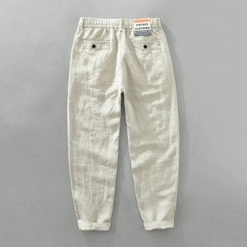 Summer 100% Linen Casual Pants Men Clothing Thin Straight Breathable Oversize Men Trousers C1606 250402