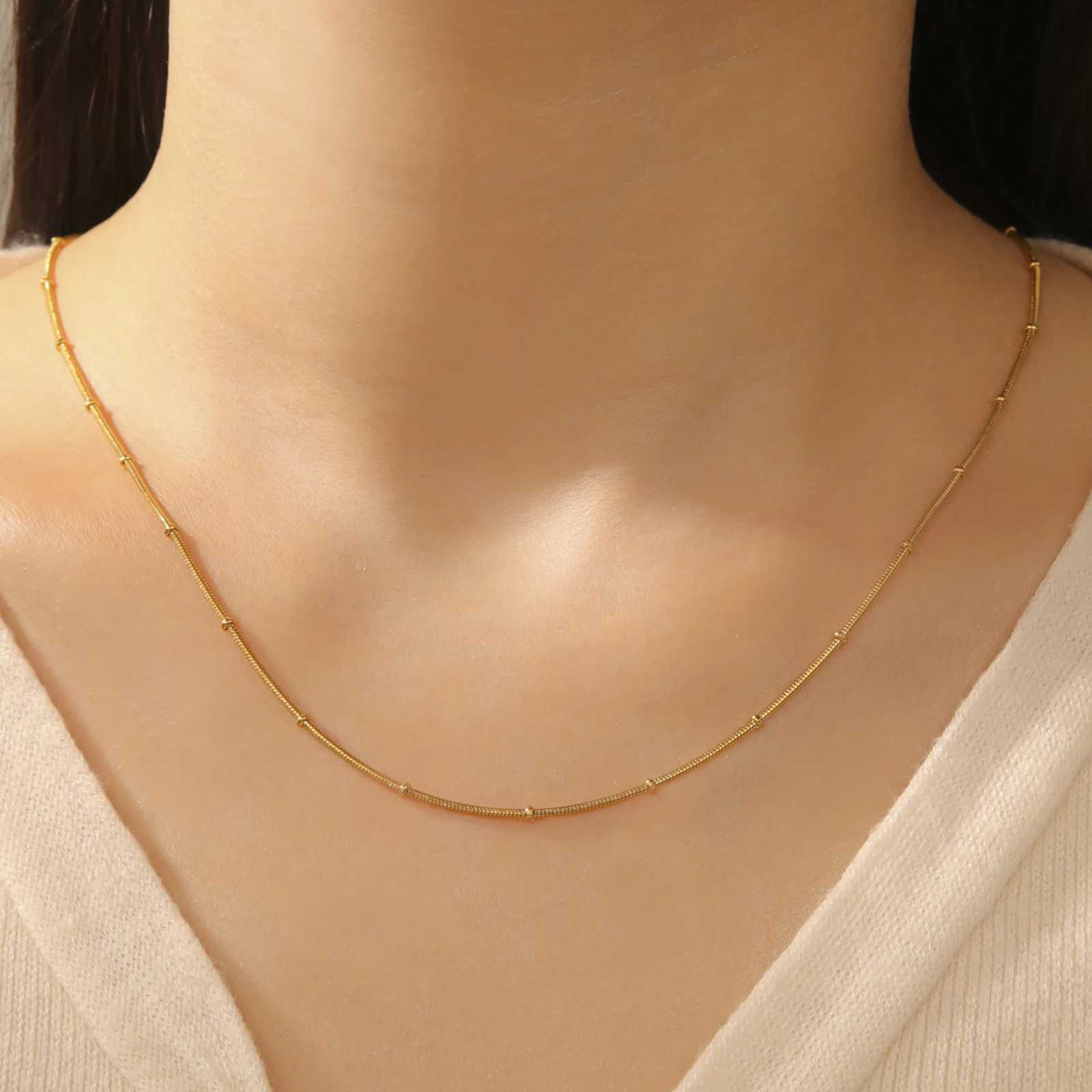 EUEAVAN 1pc Stainless Steel Chain Necklace for Women Basic Gold Color Paperclip Link Cuban Twisted Snake Chain Fashion JewelryXJ251104