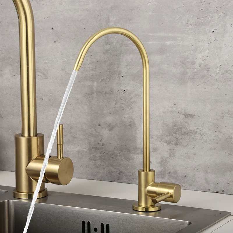 A 1/4Kitchen Filtered Faucet Stainless Steel Direct ifier Direct Drinking Tap Single Cold Water Sink Faucet Black/Bed Y251104