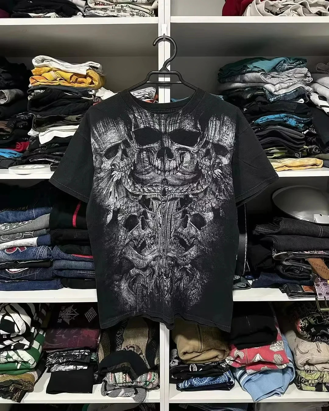 Y2k Pain Tshirt Hip Hop Skull Graphic Harajuku Super Large Mens Short Sleeve Gothic Street Clothing 250327