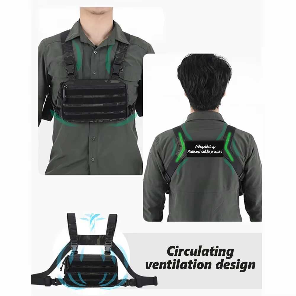 Tactical Vest Chest Bag CS Wargame Rig Airsoft Pouch Holster Molle Men Shoulder Camping Backpack1000D Hunting Fishing Pouch PackC250403