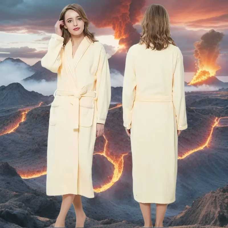 Winter Men Bathrobe Cotton Couples Pajamas Robe Lovers Sleepwear Towel Fleece Long Thincking Home Hotel Winter White Blue C251104