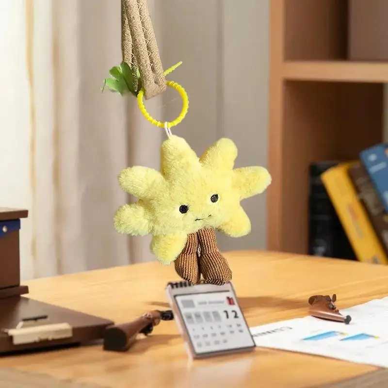 Plush Yellow Sun Couples Keychain Cartoon Stuffed Doll Keychain for Bags C251104