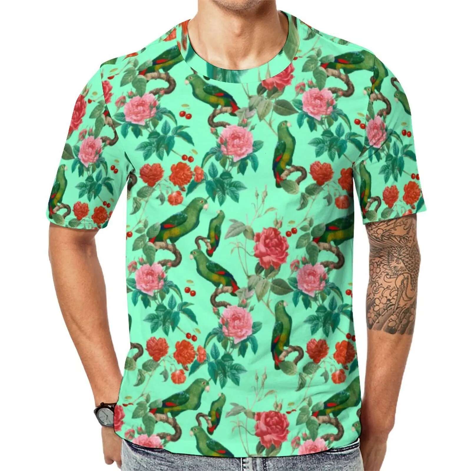 Parrot Pattern 3d Printed Summer Men'S T-Shirt Large Hip Hop Casual Fashion Sunny Handsome High Quality O Collar Short Sleeve