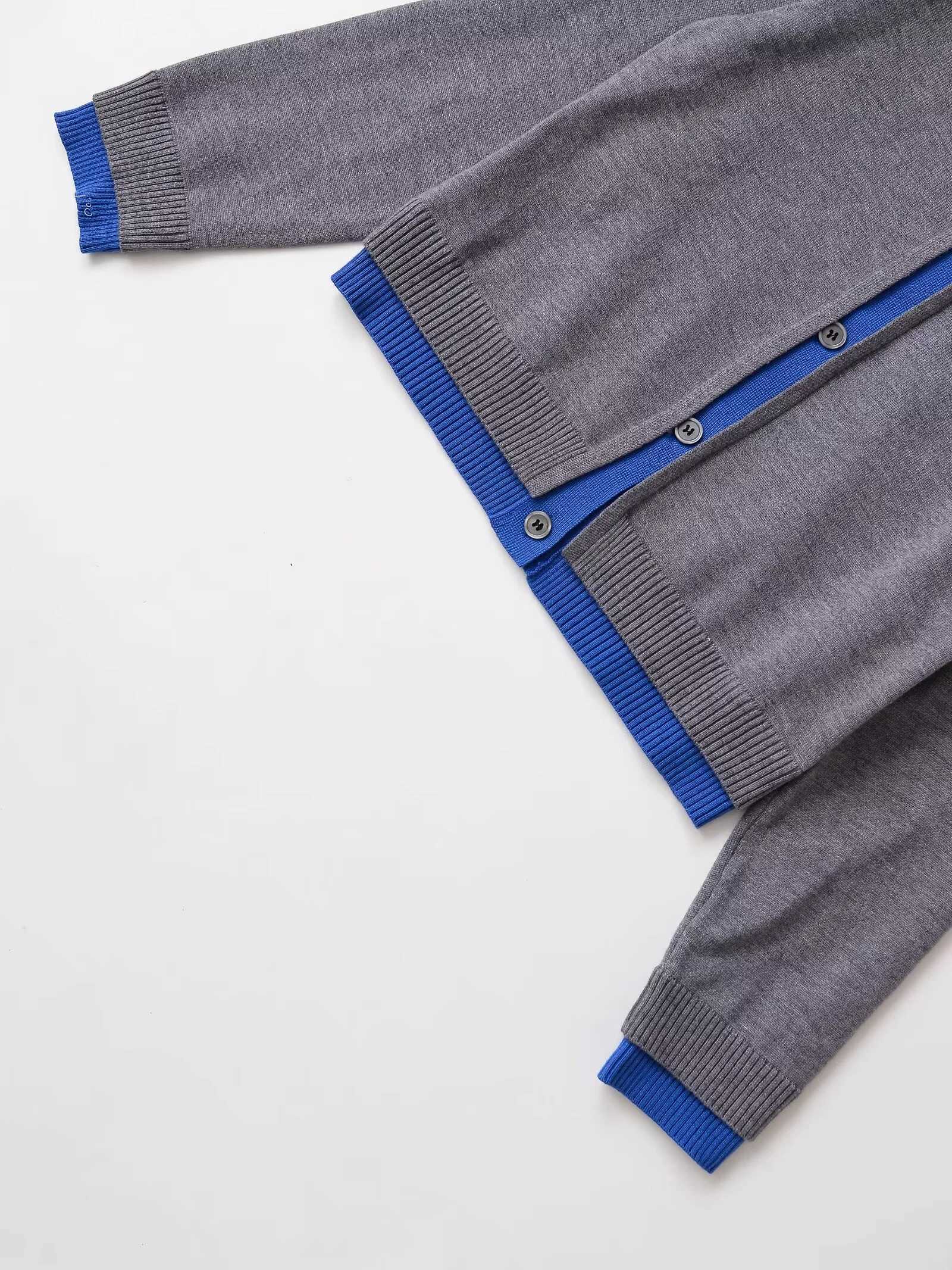 2025 Autumn New Womens Casual Fashion Versatile Sweet Splicing Round Neck Long Sleeve Sweater Knitted Cardigan Coat J251103