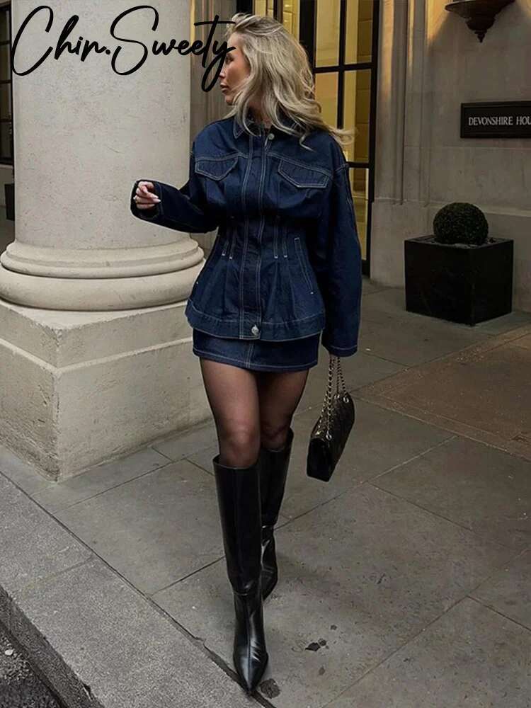 Vintage Washed Denim Women Shirt Slim Lapel Full Sleeve Single Breasted Female Jackets 2025 Spring Fashion Lady Outerwear