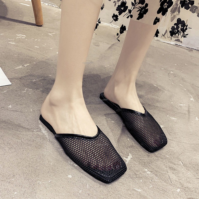 New Designer Sandals With Free Shipping Baotou Slippers Women In Summer Flat Bottomed Fashion Korean Version Simple Non Slip Lazy Cool Slippers Hollow