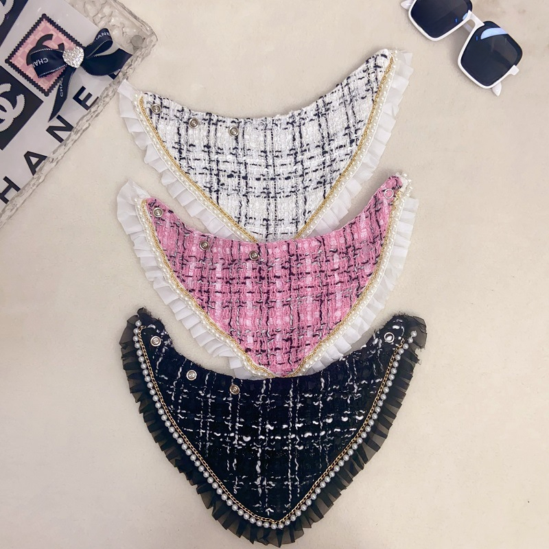 Dog Apparel Accessories pet Designer Cat Triangle bandage drool bib tweed Adjustable hidden buckle for Small Medium Dog Puppy Pet Cat