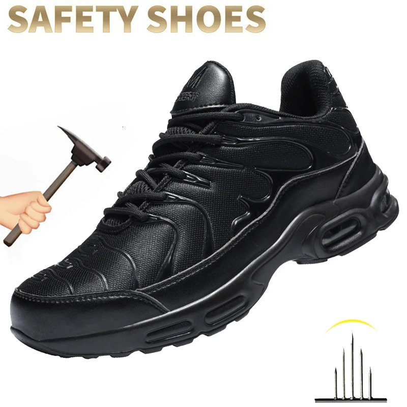 Steel Toe Shoes for Men Indestructible Work Shoes Lightweight Steel Toe Non Slip Safety Shoes Air Shock Absorption Sneakers 251030