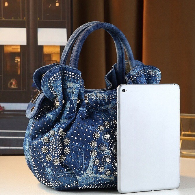 2025 New Fashion Denim Handheld Vegetable Basket Heavy Industry Versatile Wer Single Shoulder Diagonal Span Bag Trend