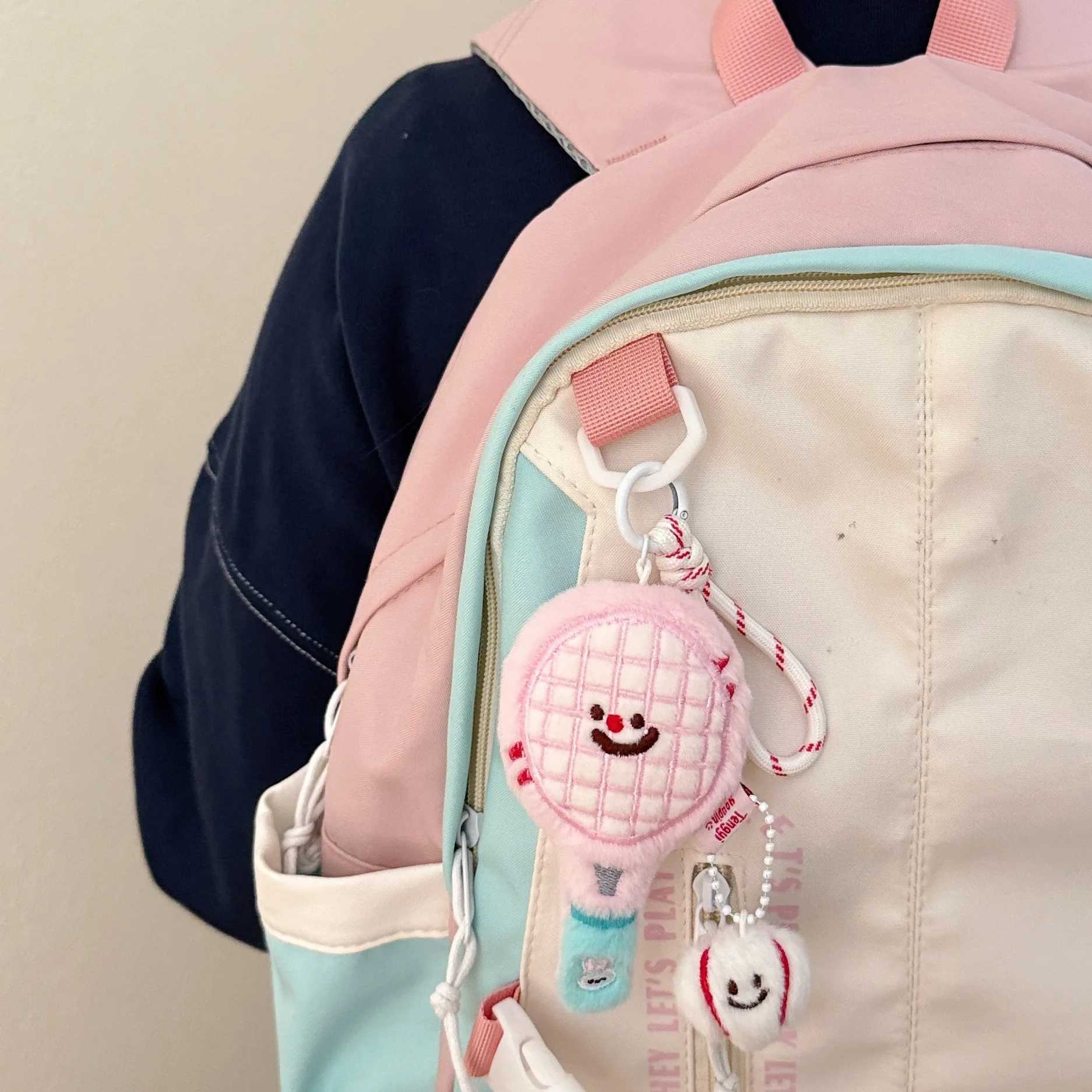 Cute plush tennis racket figurine pendant bag keychain pendant couples best friend pendant C251104