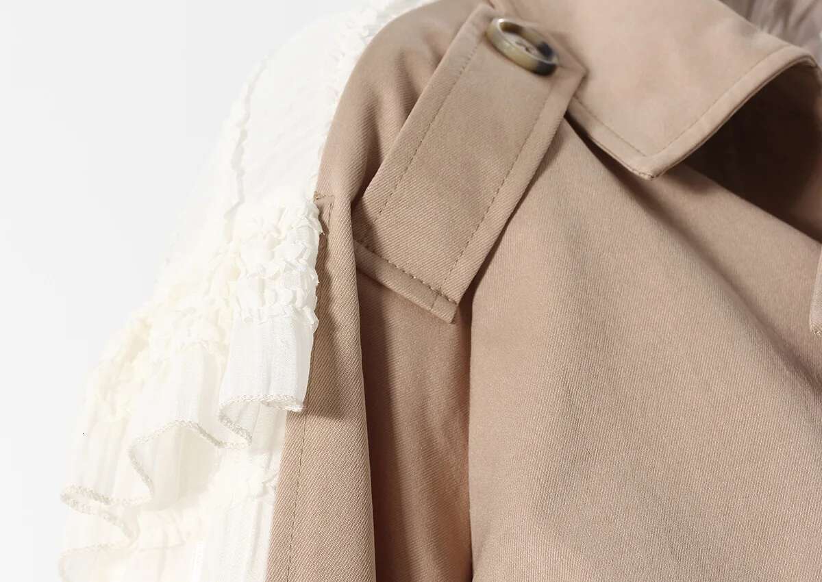 Getspring Women Trench Coat 2024 Autumn Double Breasted Belt Lace Ed Female Windbreaker Fashion All Match Short Ladies Top