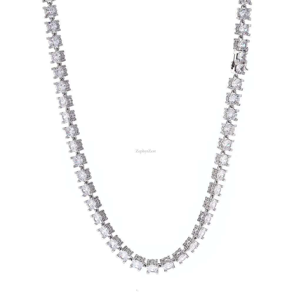 S Sier Moissanite Tennis Chain 6mm Men's Necklace High Touch Hip Hop Accessories