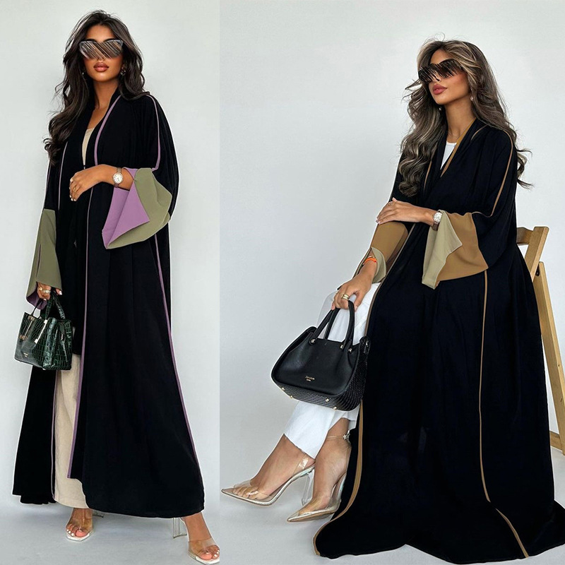 Cardigan Summer Dubai Elegant Long Skirt Fashion Splicing Big Sleeves Abaya Abaya Maxi Dresses Islamic Clothing